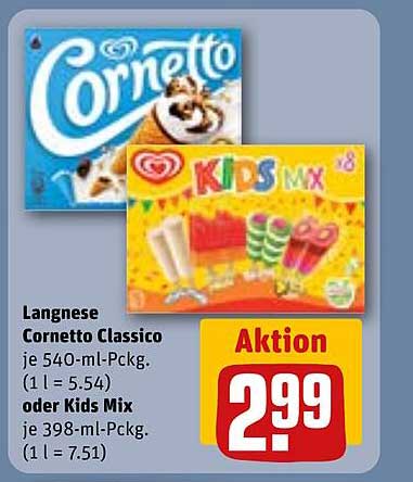 Langnese Cornetto Classico oder Kids Mix