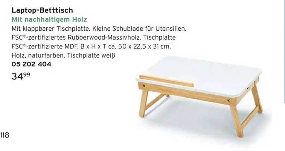 Laptop-Betttisch mit nachhaltigem Holz