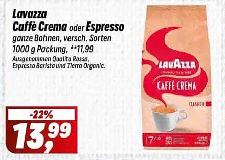 Lavazza Caffè Crema oder Espresso – 1000 g Packung