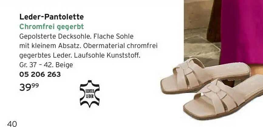 Leder-Pantolette chromfrei gegerbt