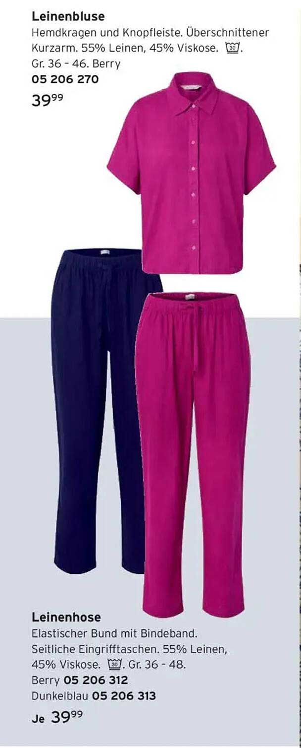 Leinenbluse und Leinenhose für abwechslungsreiche Looks