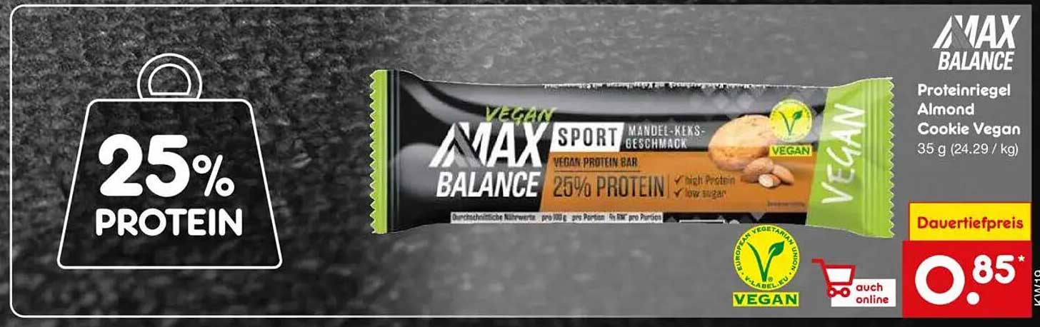 MAX BALANCE Proteinriegel Mandel-Keks-Geschmack Vegan 35 g