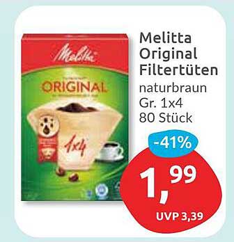 Melitta Original Filtertüten naturbraun Gr. 1x4 80 Stück