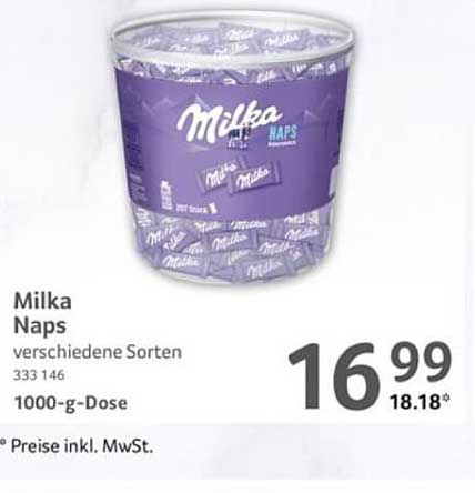 Milka Naps verschiedene Sorten 1000-g-Dose
