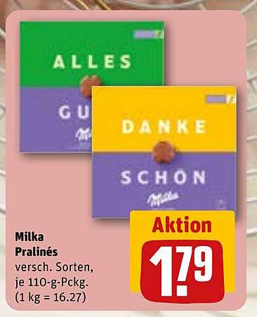 Milka Pralinés, verschiedene Sorten, je 110-g-Pckg.