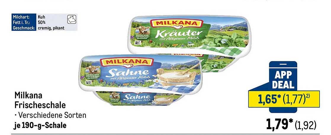 Milkana Frischeschale – Verschiedene Sorten je 190-g-Schale