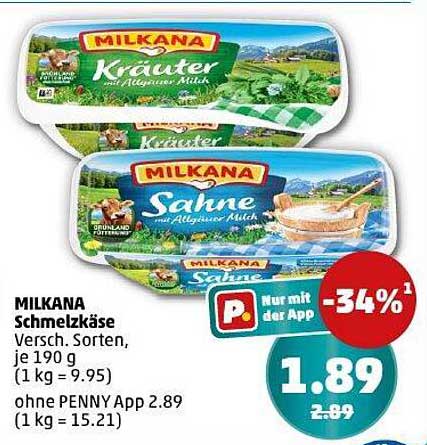 MILKANA Schmelzkäse Versch. Sorten, je 190 g