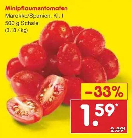 Minipfläumchentomaten, Marokko/Spanien, 500 g Schale