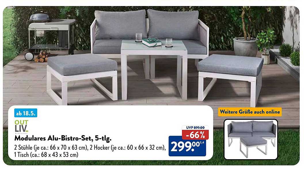 Modulares Alu-Bistro-Set, 5-tlg.