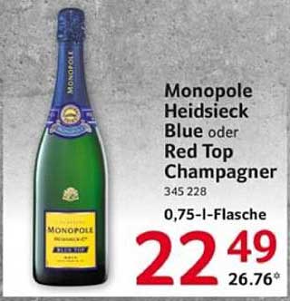 Monopole Heidsieck Blue oder Red Top Champagner 0,75 l-Flasche