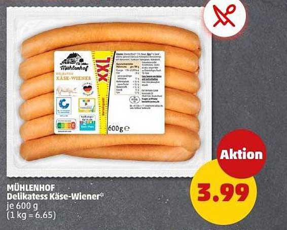 Mühlenhof Delikatess Käse-Wiener 600 g