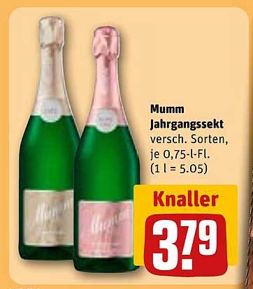 Mumm Jahrgangssekt verschiedene Sorten, 0,75-l-Fl.