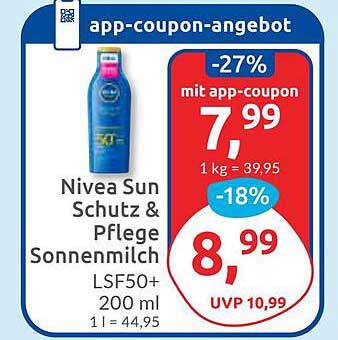 Nivea Sun Schutz & Pflege Sonnenmilch LSF50+ 200 ml