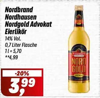 Nordbrand Nordhausen Nordgold Advokat Eierlikör 0,7 Liter