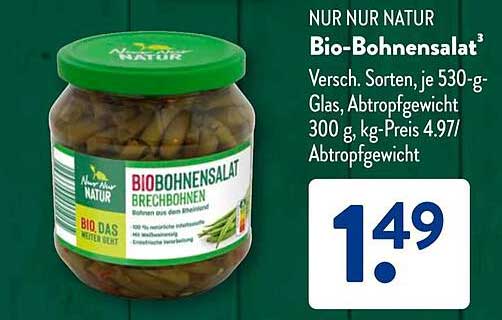 NUR NUR NATUR Bio-Bohnensalat Brechbohnen 530 g