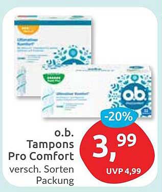 o.b. Tampons Pro Comfort versch. Sorten Packung