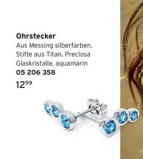 Ohrstecker mit aquamarinfarbenen Glassteinen