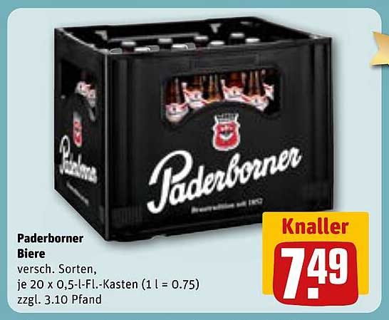Paderborner Biere - verschiedene Sorten im Kasten