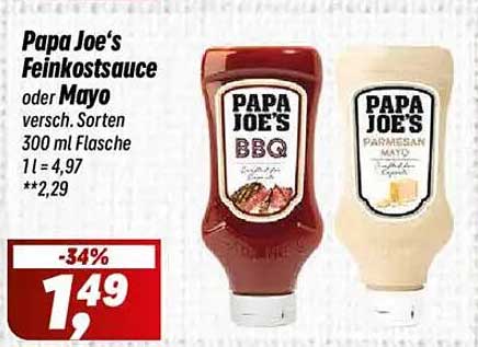 Papa Joe's Feinkostsauce oder Mayo - 300 ml Flasche
