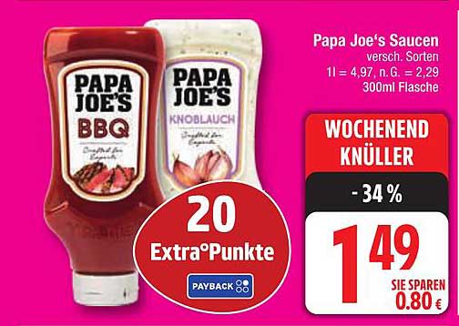 Papa Joe's Saucen - BBQ und Knoblauch (300ml Flasche)