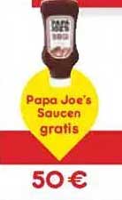 Papa Joe's Saucen gratis bei einem Einkauf von 50€