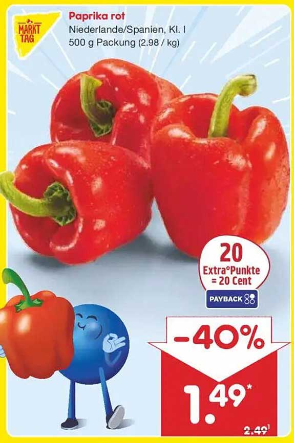 Paprika rot, 500 g Packung - 40% Rabatt!