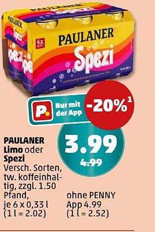 PAULANER Limo oder Spezi 6 x 0,33 l