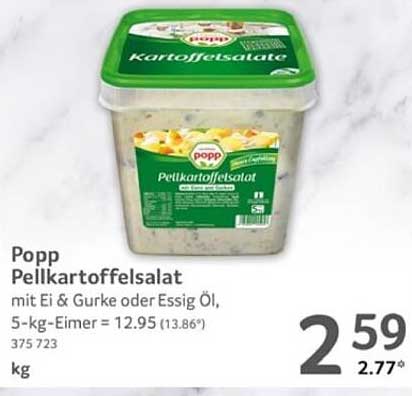 Popp Pellkartoffelsalat mit Ei & Gurke oder Essig Öl, 5-kg-Eimer