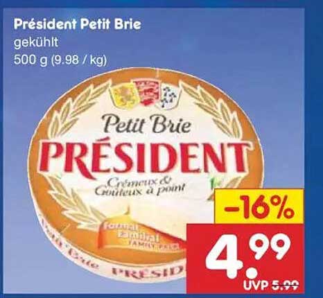 Président Petit Brie 500 g - gekühlt