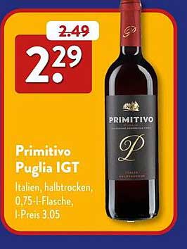 Primitivo Puglia IGT - Halbtrockener Rotwein aus Italien