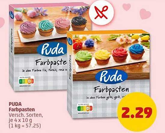 PUDA Farbpasten – Verschiedene Sorten, je 4 x 10 g