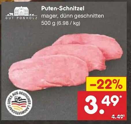 Puten-Schnitzel mager, dünn geschnitten 500 g
