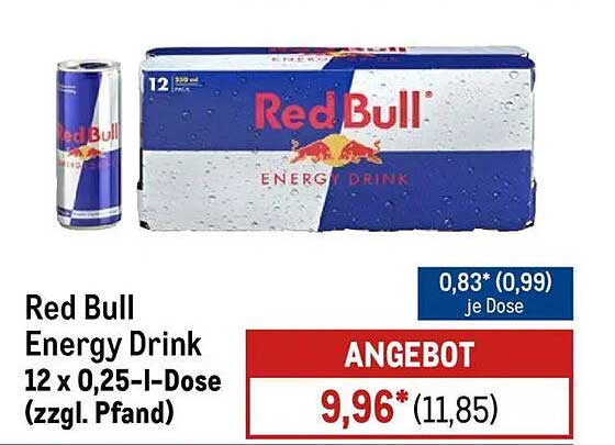 Red Bull Energy Drink 12 x 0,25-L-Dose (zzgl. Pfand)