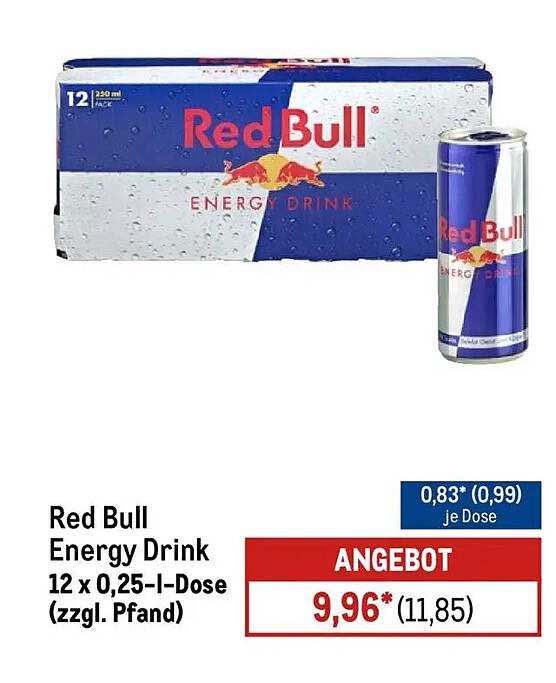 Red Bull Energy Drink 12 x 0,25-l-Dose (zzgl. Pfand)