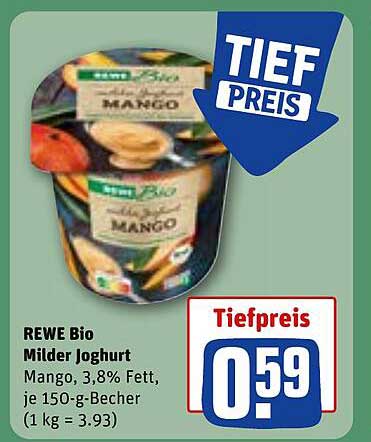 REWE Bio Milde Joghurts Mango, 150-g-Becher