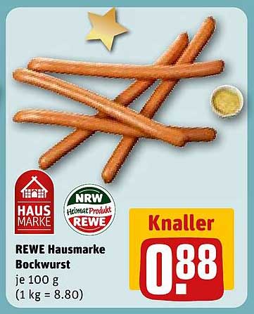 REWE Hausmarke Bockwurst je 100 g