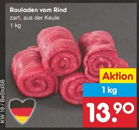 Rinderrouladen zart aus der Keule, 1 kg
