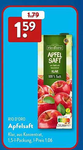 RIO D'ORO Apfelsaft 100% Klar, 1,5 l