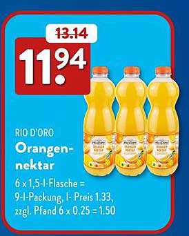 RIO D'ORO Orangennektar 6 x 1,5-Liter-Flasche