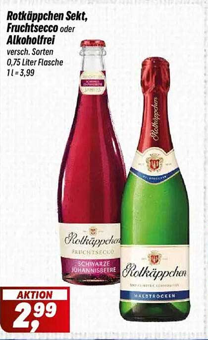 Rotkäppchen Sekt, Fruchtsecco oder Alkoholfrei – versch. Sorten 0,75 Liter Flasche
