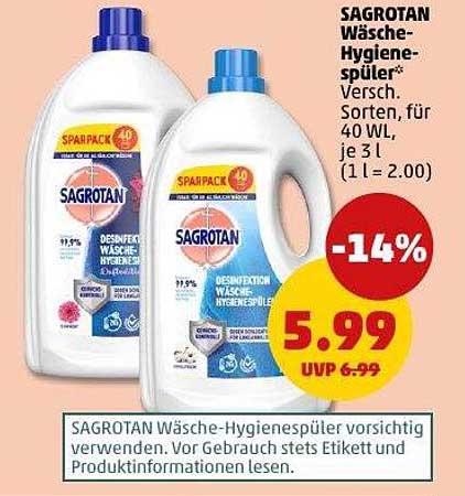SAGROTAN Wäsche-Hygienesprüler - Verschiedene Sorten, für 40 WL, je 3 l