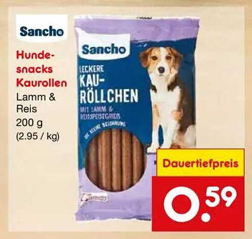 Sancho Hundesnacks Kaurollen Lamm & Reis 200 g
