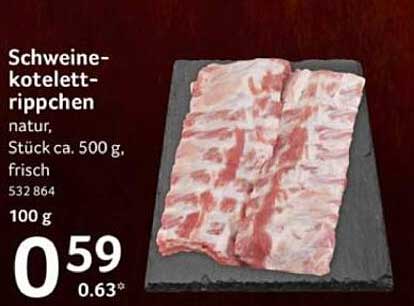 Schweinekotelettrippchen natur, Stück ca. 500 g, frisch