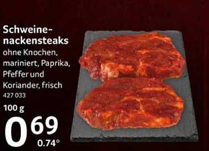 Schweinenackensteaks ohne Knochen, mariniert, frisch