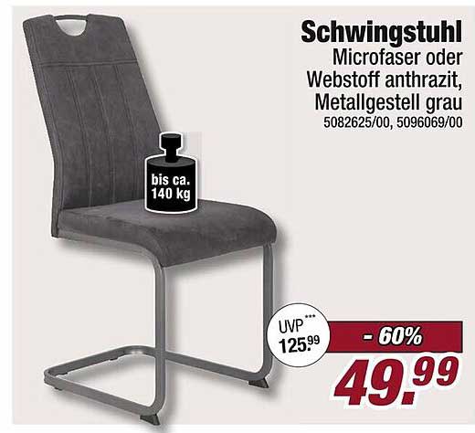 Schwingstuhl Microfaser oder Webstoff anthrazit, Metallgestell grau