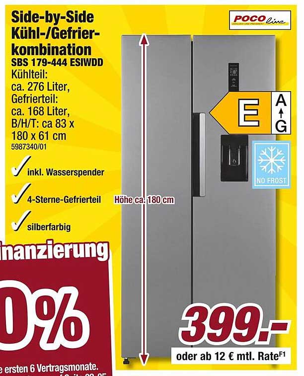 Side-by-Side Kühl-/Gefrierkombination SBS 179-444 ESIWDD