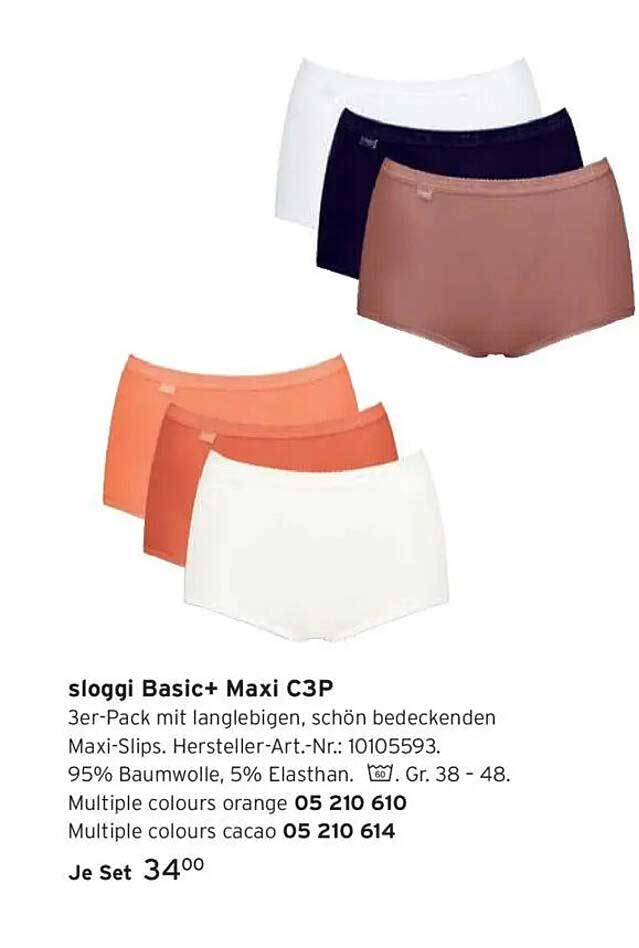 sloggi Basic+ Maxi C3P – 3er-Pack Maxi-Slips