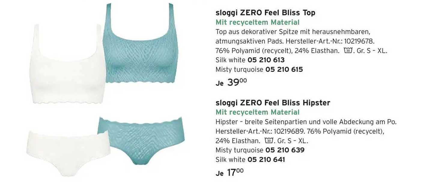 sloggi ZERO Feel Bliss Top & Hipster - Mit recyceltem Material