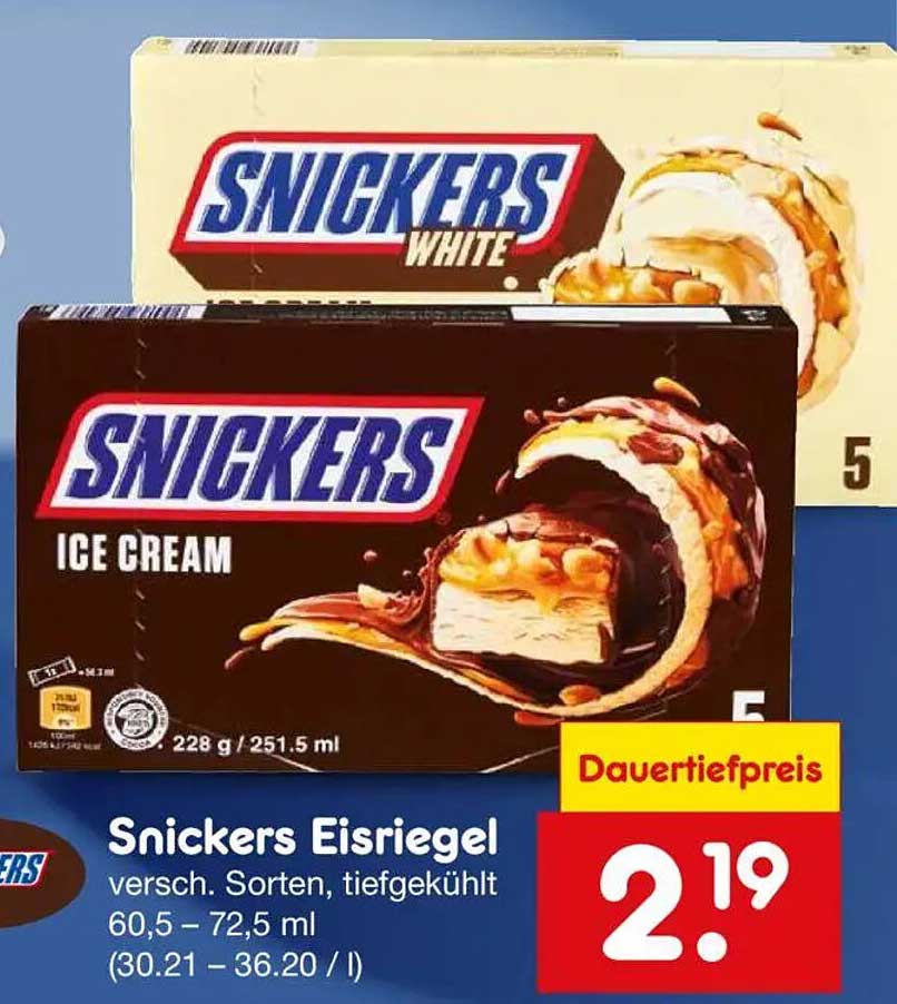 Snickers Eisriegel versch. Sorten, tiefgekühlt