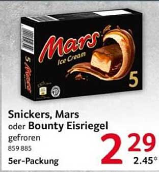 Snickers, Mars oder Bounty Eisriegel - 5er-Packung